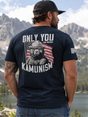 Shield Republic Only You Can Prevent Kamunism Graphic T-Shirt XL Navy USA